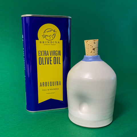 Ceramic Bottle With Blue Rim